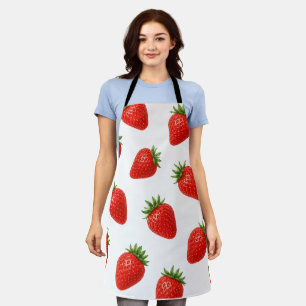 Seamless Strawberry Pattern Cute Red Fruit  Apron