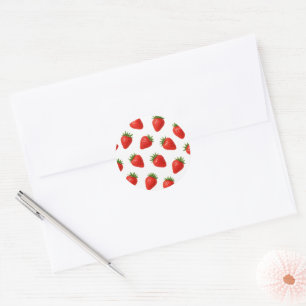 Seamless Strawberry Pattern Cute Red Fruit Classic Round Sticker