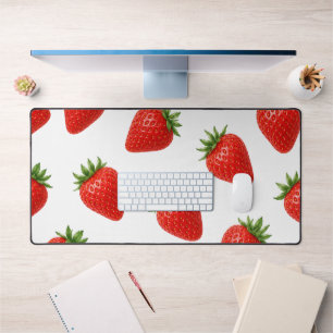 Seamless Strawberry Pattern Cute Red Fruit  Desk Mat