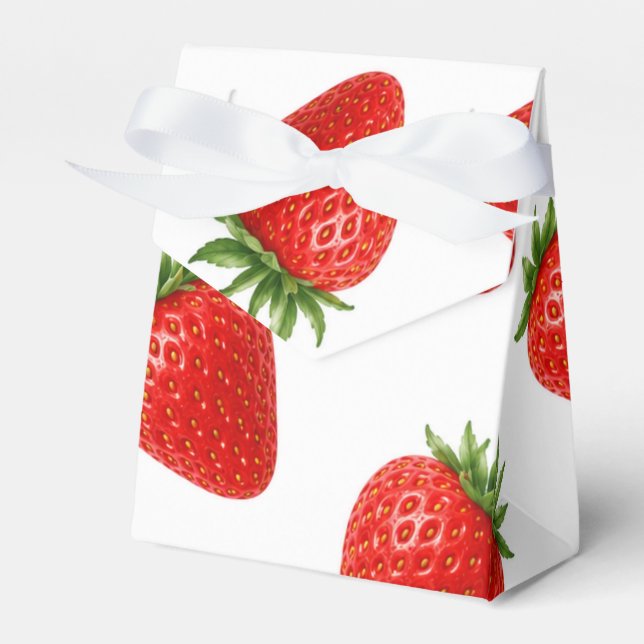 Seamless Strawberry Pattern Cute Red Fruit  Favour Box (Front Side)