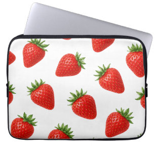 Seamless Strawberry Pattern Cute Red Fruit Laptop Sleeve