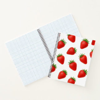 Seamless Strawberry Pattern Cute Red Fruit Notebook