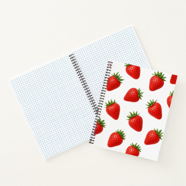 Seamless Strawberry Pattern Cute Red Fruit  Notebook (Inside)