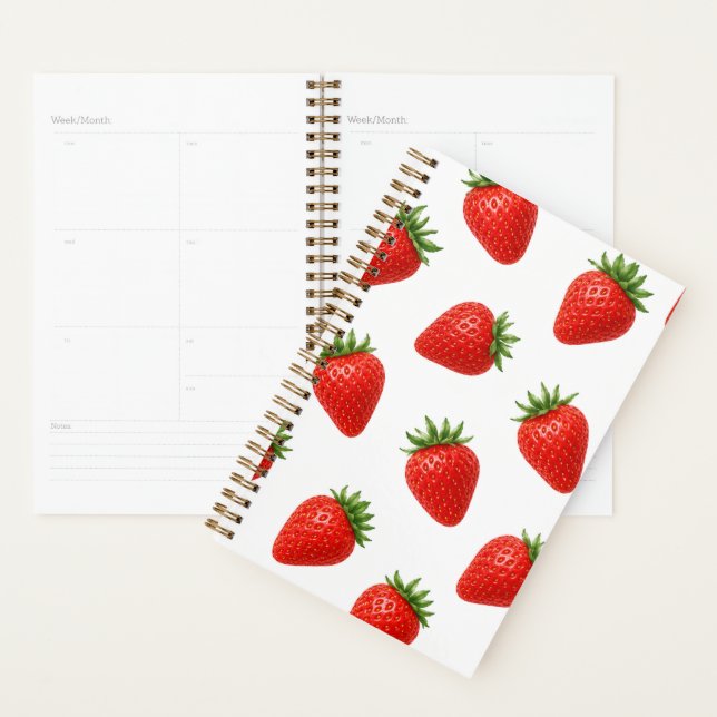 Seamless Strawberry Pattern Cute Red Fruit  Planner (Display)