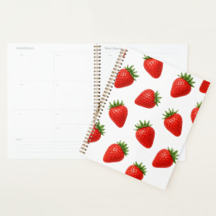 Seamless Strawberry Pattern Cute Red Fruit Planner