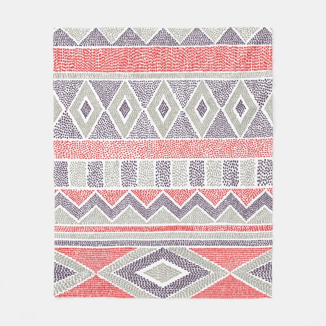 Seamless striped ethnic pattern. Tribal and aztec  Fleece Blanket (Front)