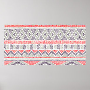 Seamless striped ethnic pattern. Tribal and aztec  Poster