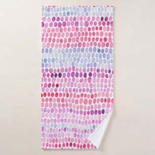 Seamless striped watercolor pattern. Pink and grey Bath Towel