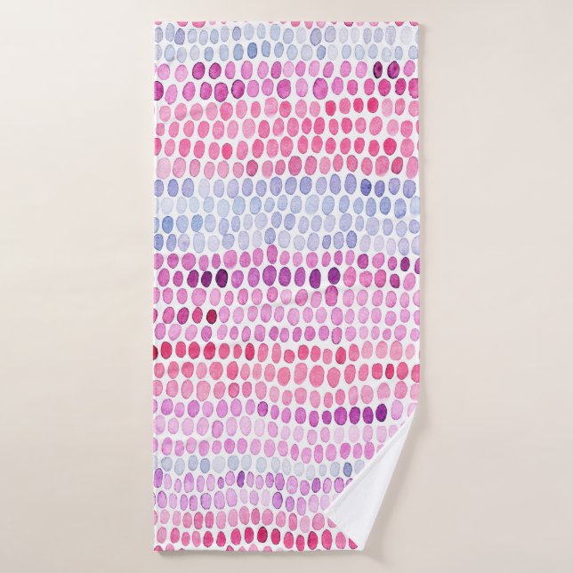 Seamless striped watercolor pattern. Pink and grey Bath Towel (Bath Towel)