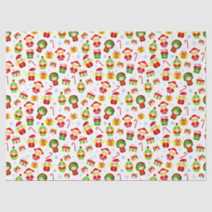 Seamless stylised Christmas ornament little elves  Tissue Paper