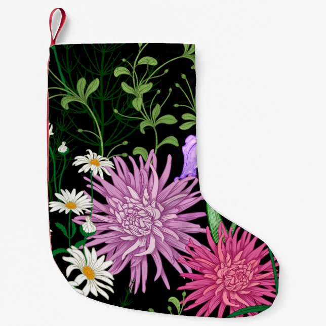 Seamless summer pattern. Wild flowers chamomile, h Small Christmas Stocking (Front)