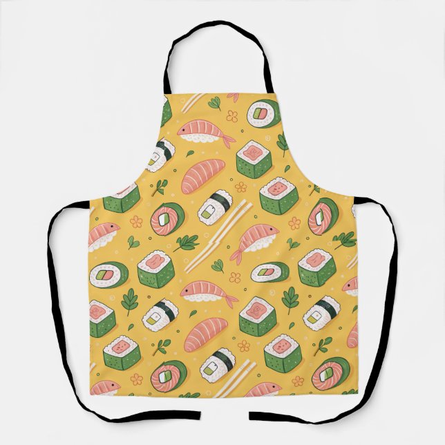 Seamless Sushi Pattern – Cute Japanese Food Apron (Front)