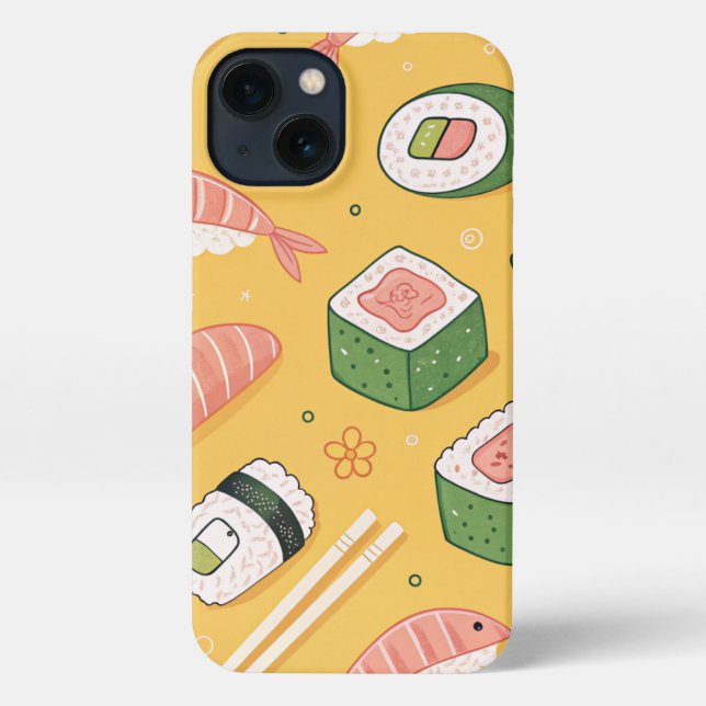 Seamless Sushi Pattern – Cute Japanese Food  iPhone Case (Back)