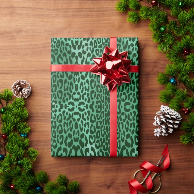 Seamless Symmetrical Leopard Animal Pattern Wrapping Paper (Holiday Gift)