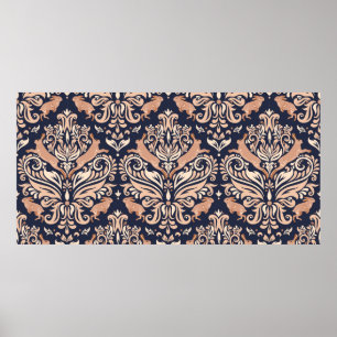 Seamless symmetrical pattern in the Damask style.  Poster