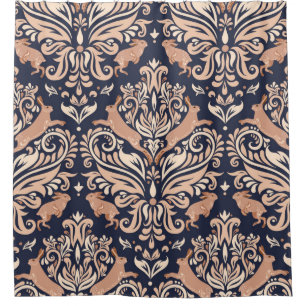 Seamless symmetrical pattern in the Damask style. Shower Curtain
