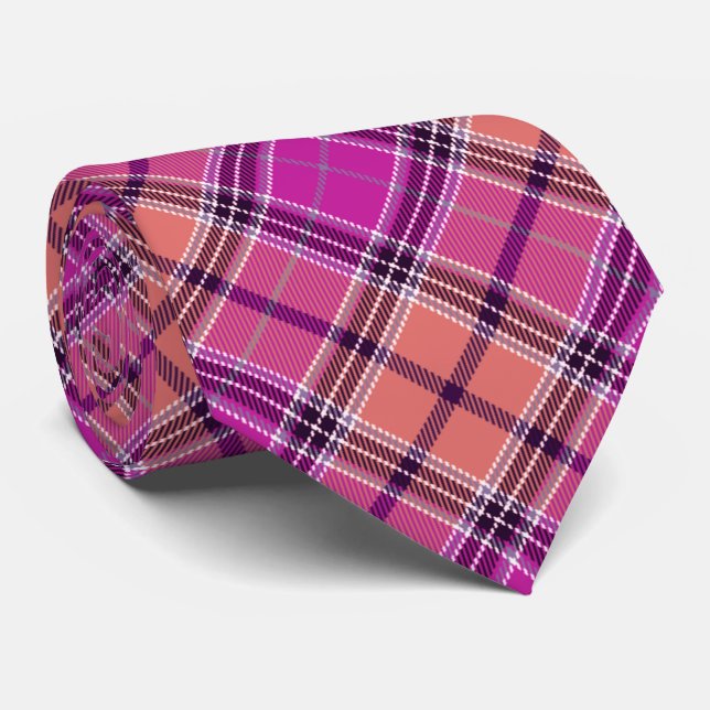 Seamless Tartan Plaid Pattern Neck Tie (Rolled)