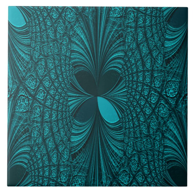 Seamless Teal Decorative Ceramic Tile (Front)