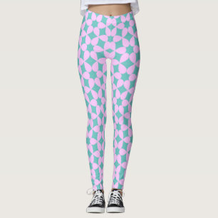 Seamless Teal Floral Pattern Women's Workout Leggings