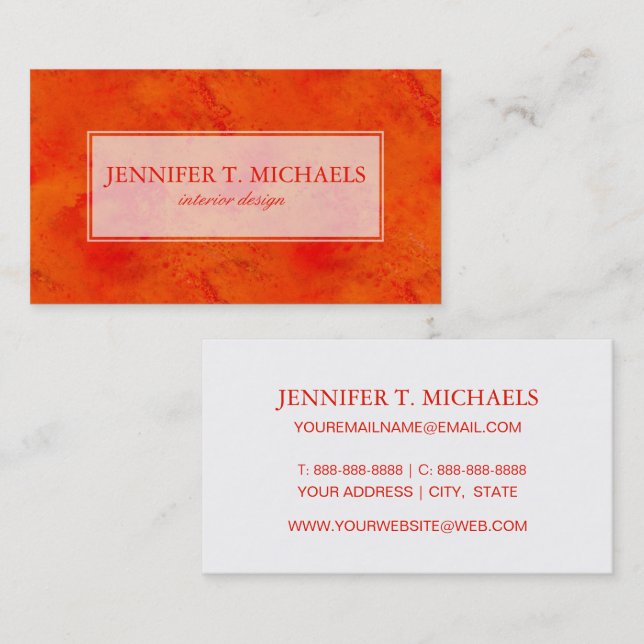 Seamless Texture Background Abstract Orange And Business Card (Front/Back)