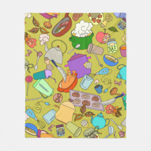 Seamless texture. Hand drawn doodles objects food  Fleece Blanket
