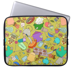 Seamless texture. Hand drawn doodles objects food  Laptop Sleeve