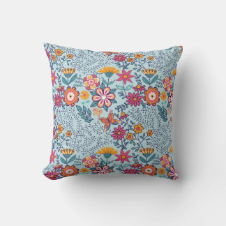 Seamless texture with flowers and butterflies. End Cushion