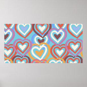 Seamless texture with funny hearts  poster