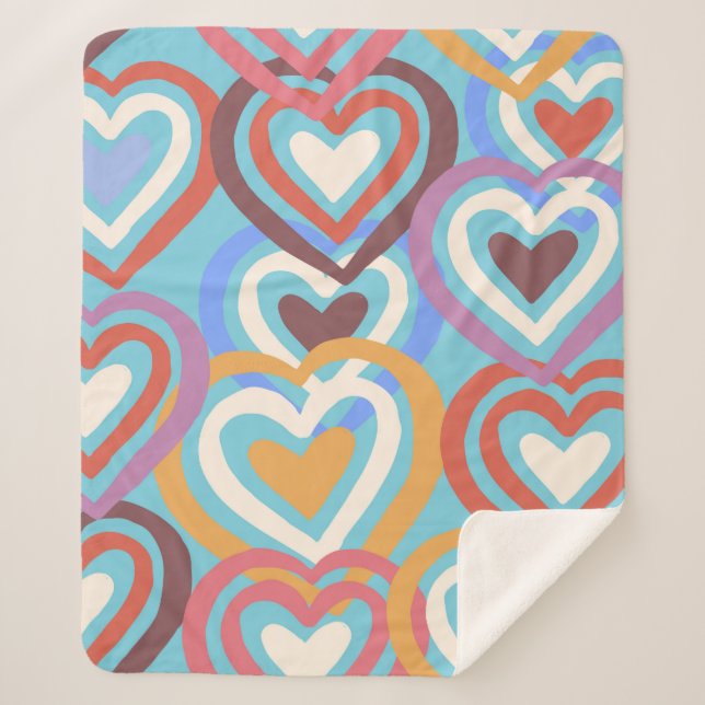 Seamless texture with funny hearts  sherpa blanket (Front)