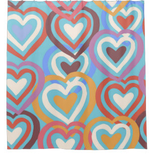 Seamless texture with funny hearts shower curtain