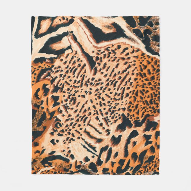Seamless tiger, leopard and jaguar. Seamless textu Fleece Blanket (Front)