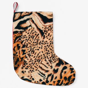 Seamless tiger, leopard and jaguar. Seamless textu Small Christmas Stocking