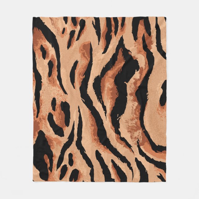 seamless tiger, leopard skin pattern fleece blanket (Front)