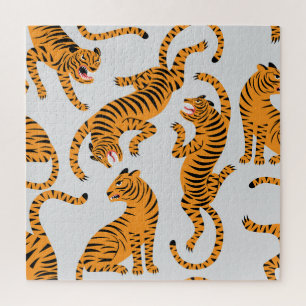 Seamless tiger pattern, wildlife theme. jigsaw puzzle