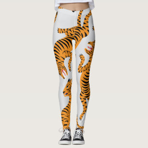 Seamless tiger pattern, wildlife theme. leggings