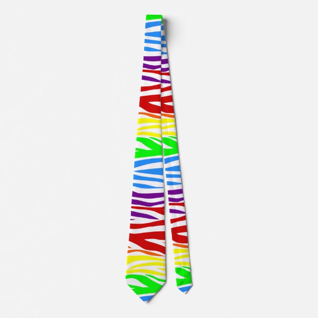 Seamless Tiger Rainbow animal print Tie (Front)