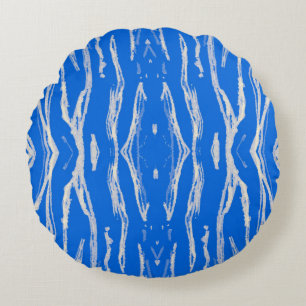 Seamless Tiger Skin. Watercolor Jungle Repeat. Blu Round Cushion