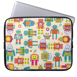 Seamless Tileable Background Pattern with Cute Rob Laptop Sleeve