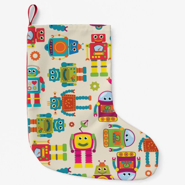 Seamless Tileable Background Pattern with Cute Rob Small Christmas Stocking (Front)