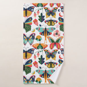 Seamless, Tileable Wallpaper Pattern with Boho Sty Bath Towel