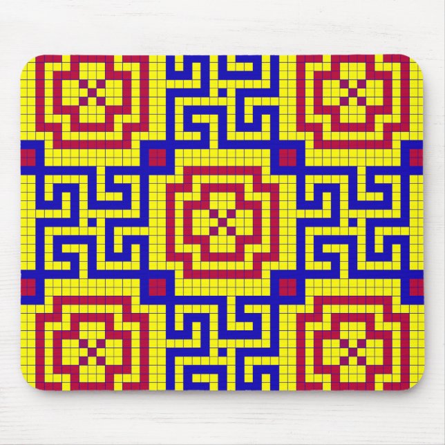 Seamless Tiled Geometric Mosaic Pattern Mouse Mat (Front)