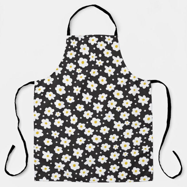 Seamless tiny daisy vintage pattern background apron (Front)