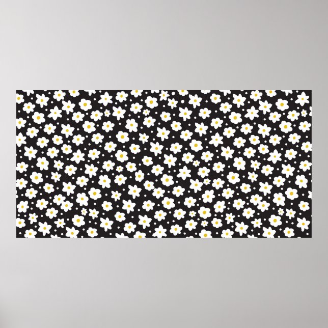 Seamless tiny daisy vintage pattern background poster (Front)