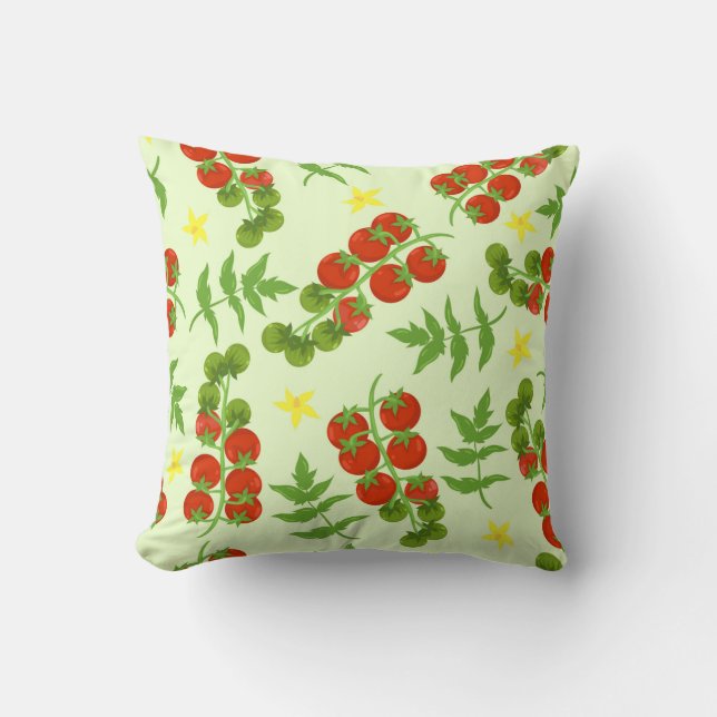 Seamless tomato pattern. Vegetable print. Vintage  Cushion (Front)