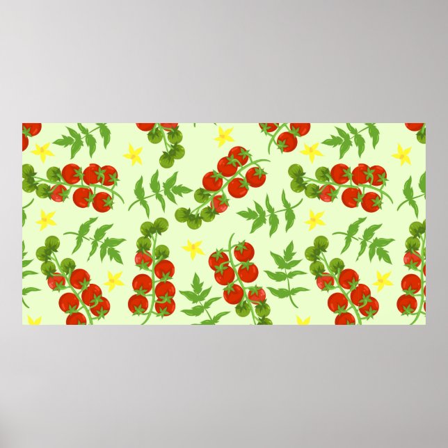 Seamless tomato pattern. Vegetable print. Vintage  Poster (Front)