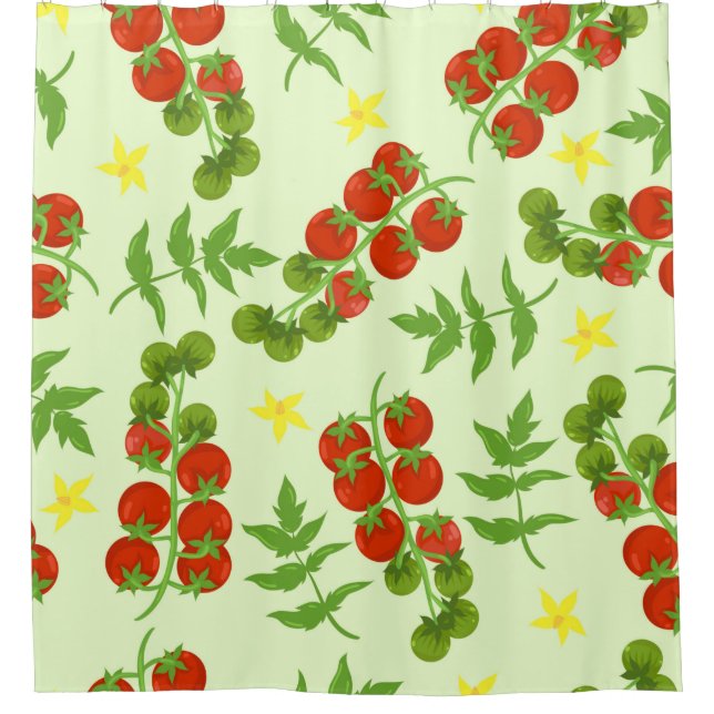 Seamless tomato pattern. Vegetable print. Vintage  Shower Curtain (Front)