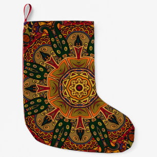 Seamless tracery tile mehndi design. Ethnic orname Small Christmas Stocking