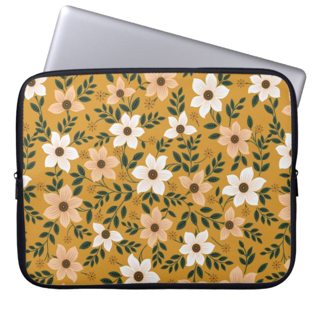 seamless traditional flower pattern on muster laptop sleeve (Front)
