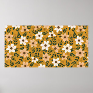seamless traditional flower pattern on muster poster