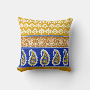 Seamless traditional indian paisley border cushion